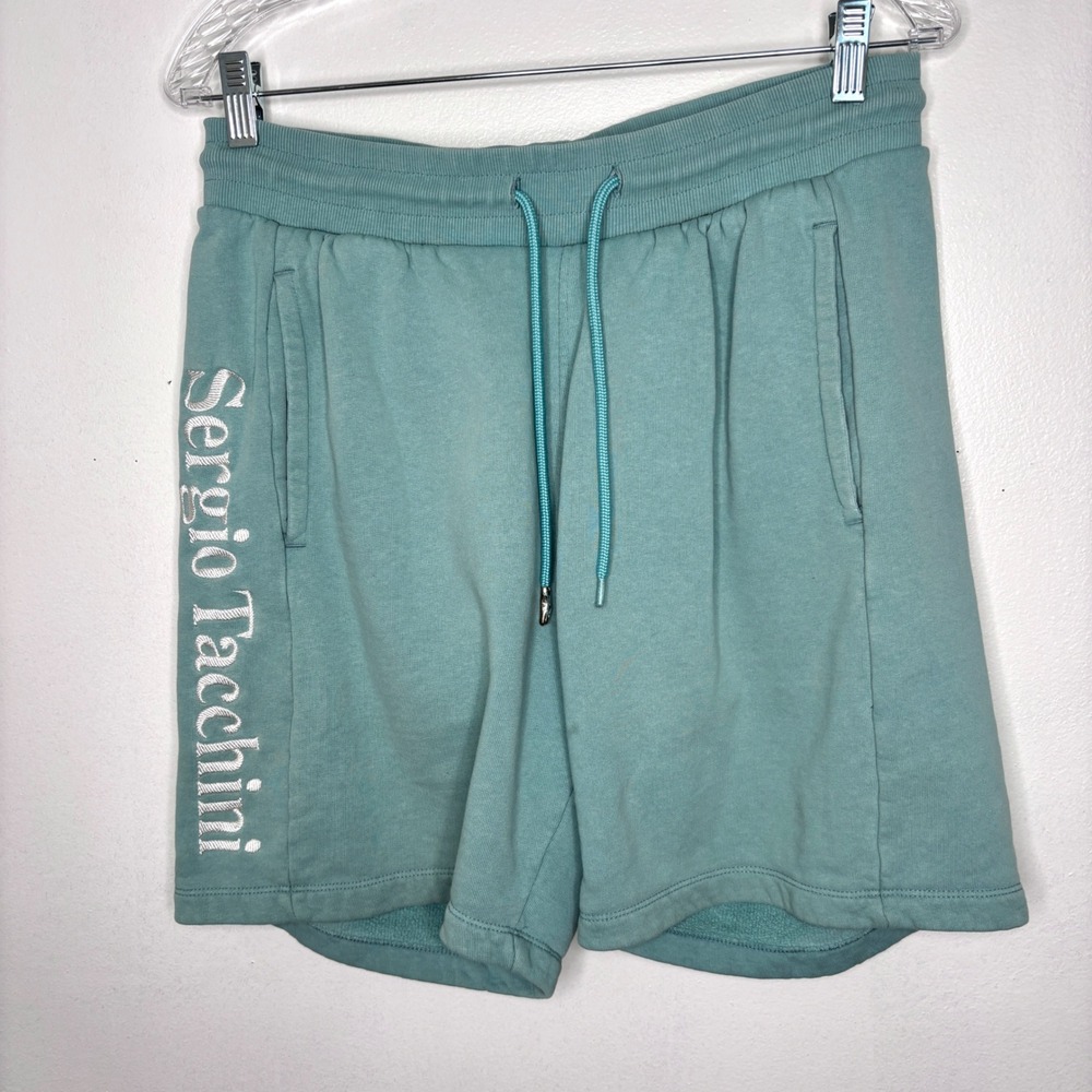 Sergio Tacchini Sweat Shorts Men Medium Teal Green Athletic Walking Gym Training